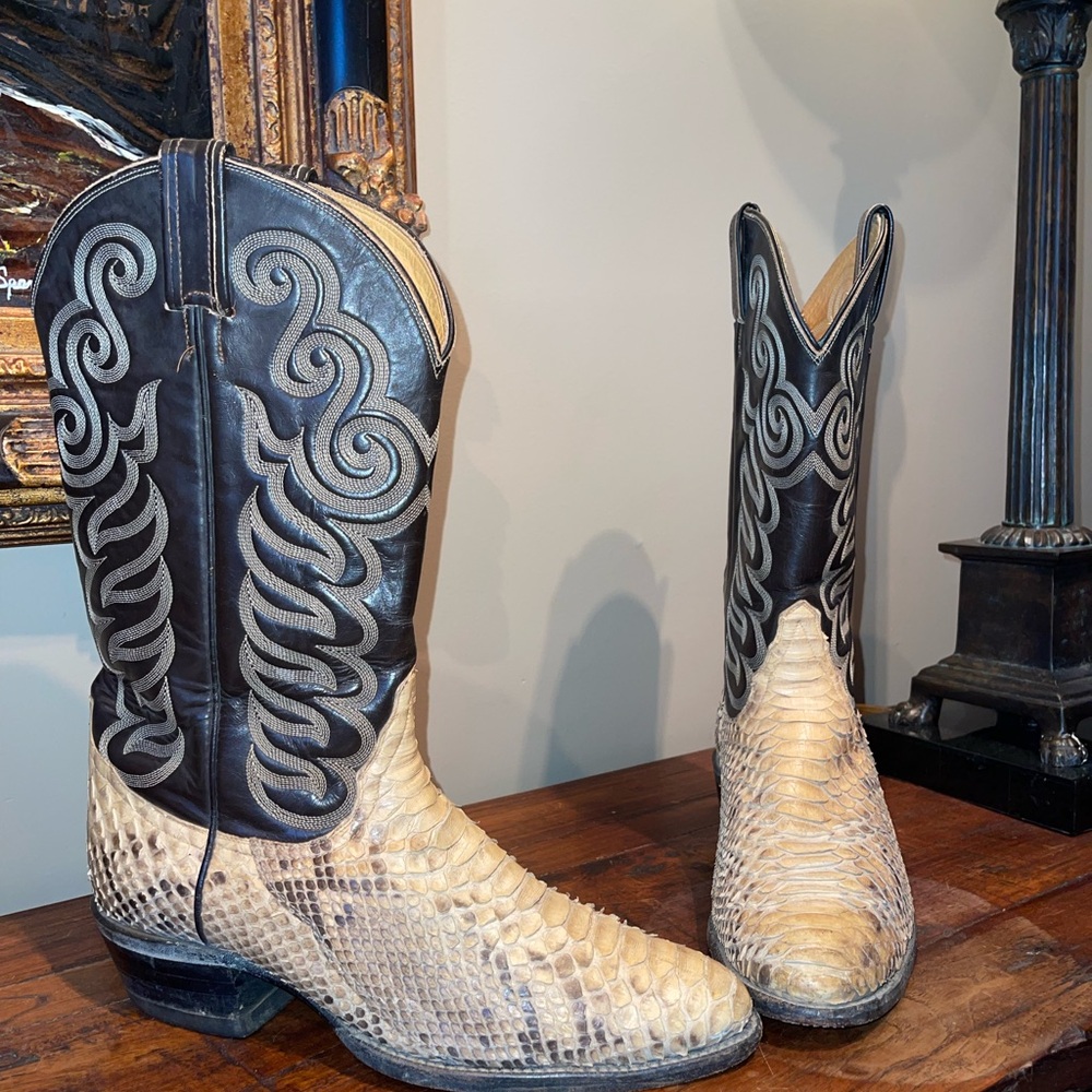 Western Python Snakeskin Cowboy Boots - image 5